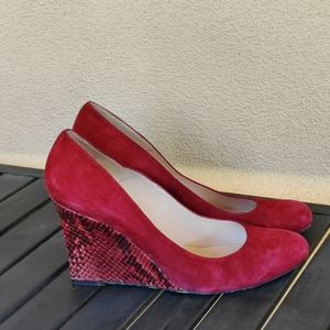 LK Bennett Red Suede Wedges
